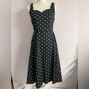 Women’s Fit& Flare Polka Dot Midi Dress, Medium, Black/White, NWOT, Bailey Blue